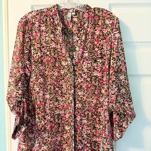 Kut semi-sheer pink floral blouse